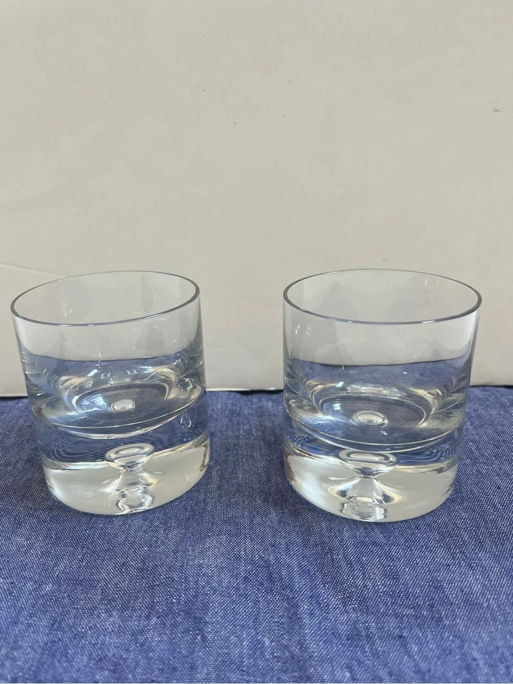 2 Krosno Old Fashioned Heavy Bottom Air Bubble Glasses Lowball Whiskey Glass